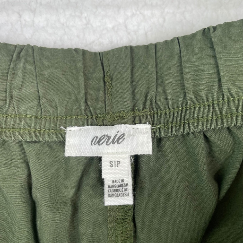 Aerie Womens Olive Green Cotton Cargo Pants Elastic Waist Toggle Hem Small - Picture 10 of 12